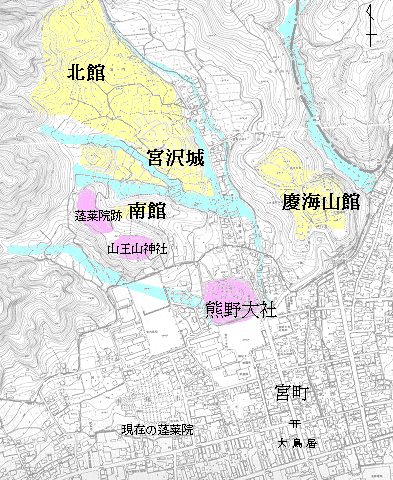 地形図 宮内地区の北にある宮沢城