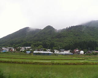 中央の尖った山に館跡があります。