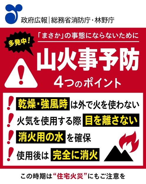 山火事予防４つのポイント